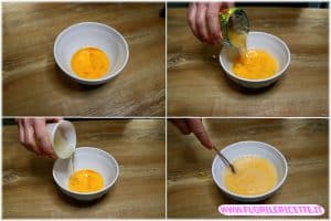 Muffin carote e mandorle Versate in un’altra ciotola l’uovo, il succo di mele , l’olio e sbatteteli con una forchetta Muffin carote e mandorle