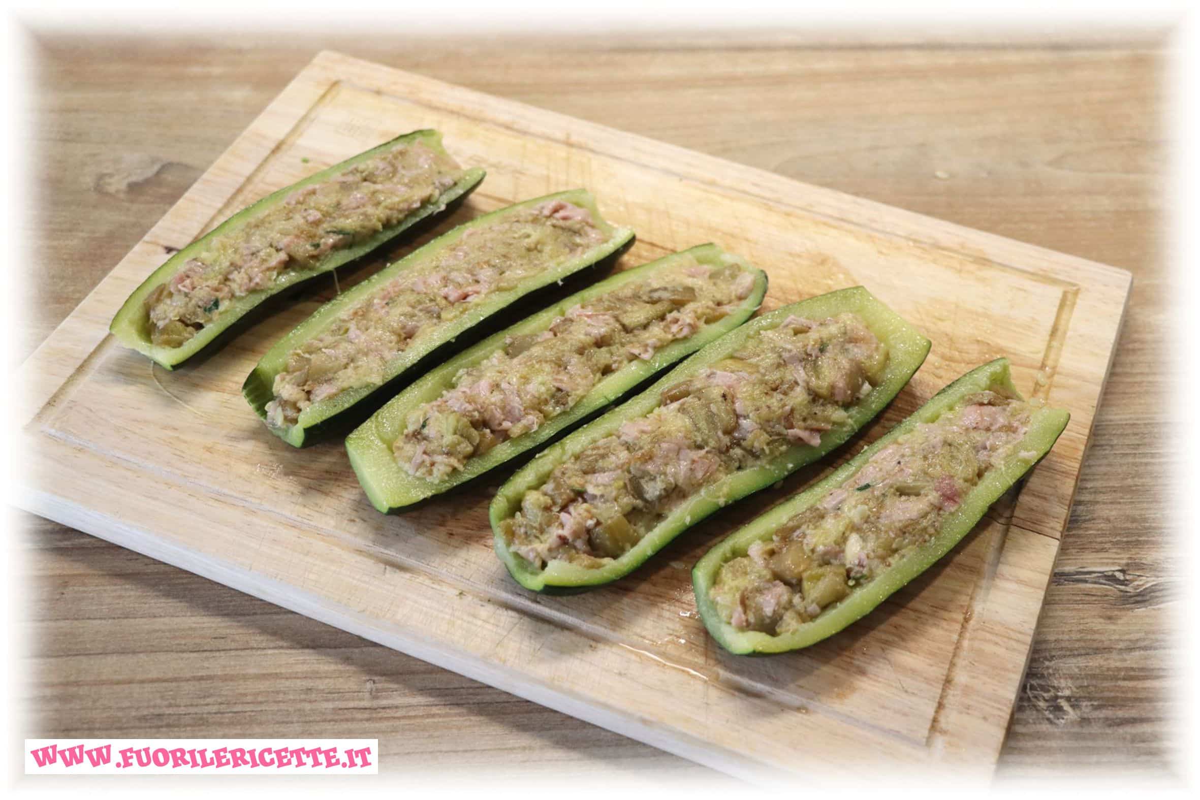 Zucchine ripiene di mortadella e provola