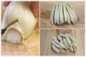 taglio finocchi gratinati con semi di sesamo