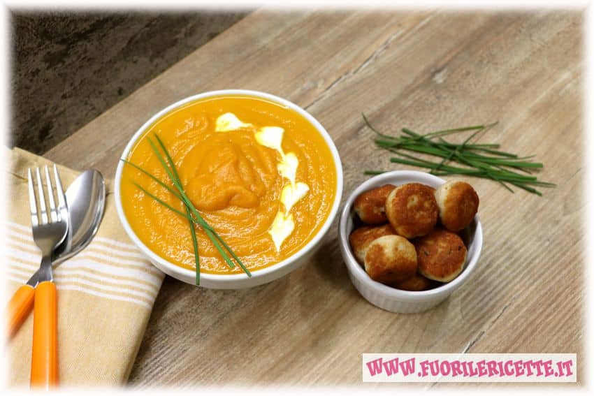 Crema di carote e polpettine di pesce